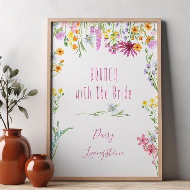 Poster Wildflower Meadow Brunch com as boas-vindas (Brunch with the Bride welcome poster from Wildflower Meadow collection by Darling & May)