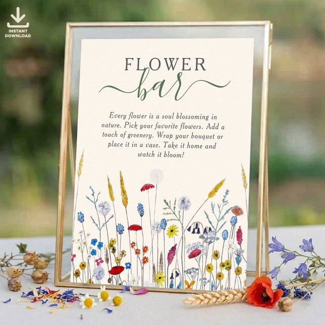 Poster Wildflower Meadow Flower Bar Thank You Favor (Criador carregado)