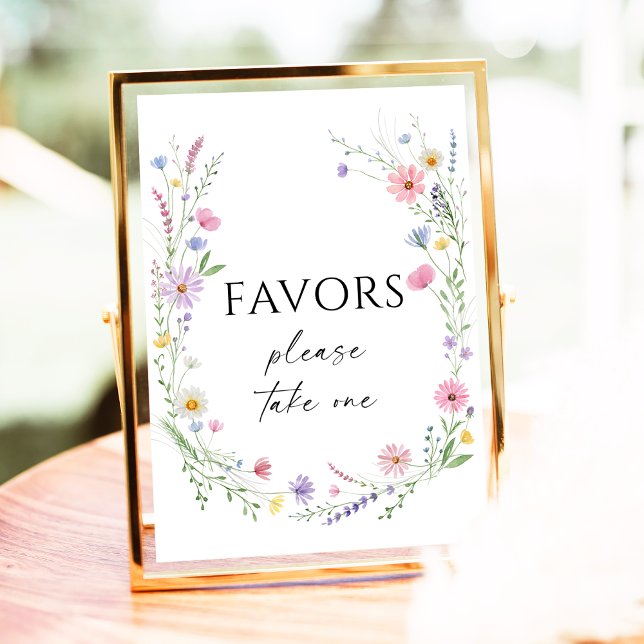 Poster Wildflower Meadow Wreath Wedding Favors Sign (Criador carregado)
