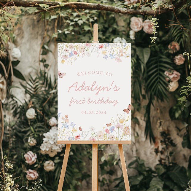 Poster Wildflower não é um maravilhoso sinal de aniversár (Wildflower Birthday Welcome Sign)