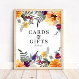 Poster Wildflower Sunflower Cards & Gifts Sign