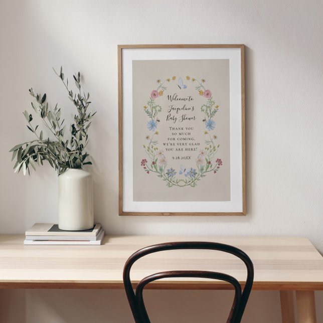 Poster Wildflower Watercolor Floral Welcome Baby Shower (Criador carregado)