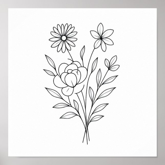 Poster Wildflower Whisper” Minimalist Botanical Print (Frente)