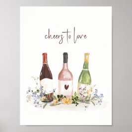 Poster Wildflower Wine Bottles Cheers To Love Sign