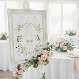 Poster Wildflower Woodland Animals Baby Shower Welcome