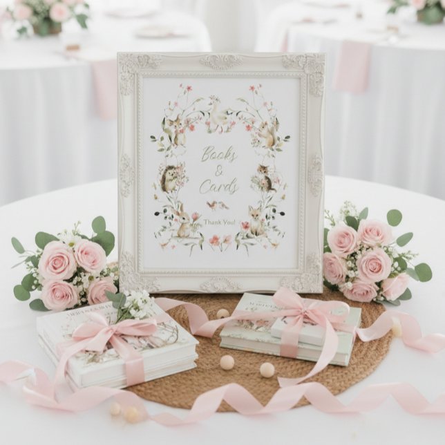 Poster Wildflower Woodland Animals Shower Books and Cards (Criador carregado)