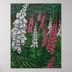 Pôster Wildflowers Art Print Foxglove Flowers Painting