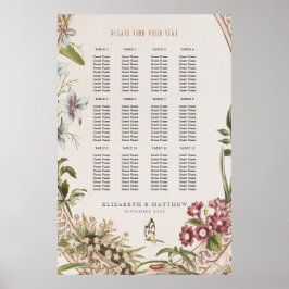 Poster Wildflowers Seating Chart Vintage Wedding