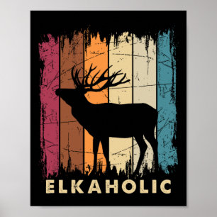 Poster Wildlife Buck Elk Hunter Deer Silhouette E