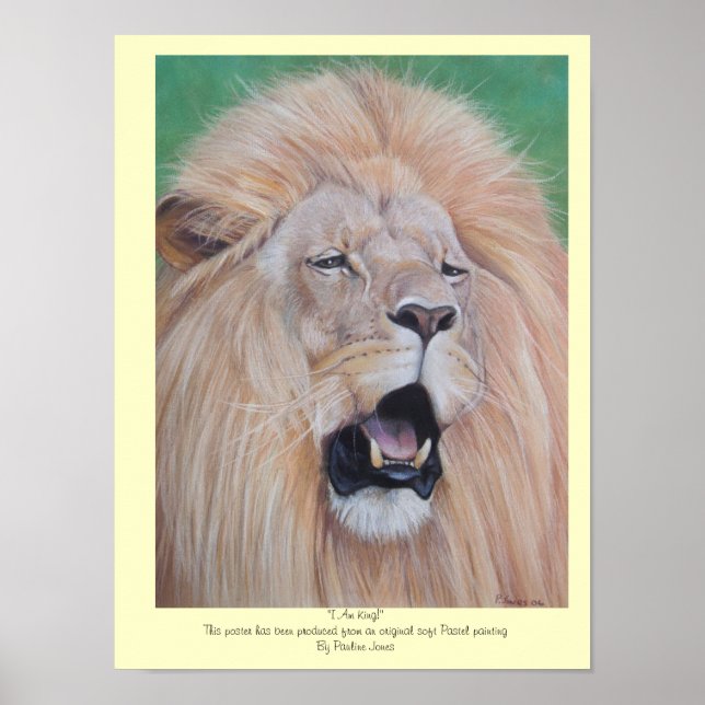 Poster wildlife painting of big cat roaring lion (Frente)