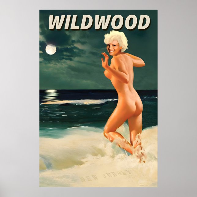 Poster Wildwood New Jersey Shore Marilyn Monroe Lua (Frente)