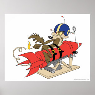 Poster Wile E. Coyote lançando o foguete vermelho