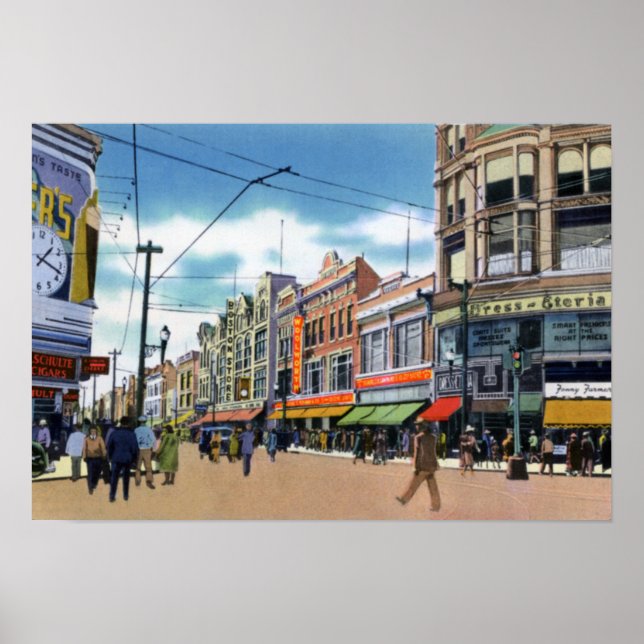 Pôster Wilkes Barre Pensilvânia South Main Street (Frente)