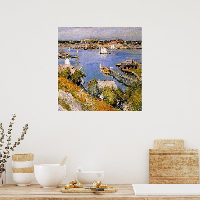 Poster Willard Metcalf, Porto de Gloucester Sol, (Cozinha)