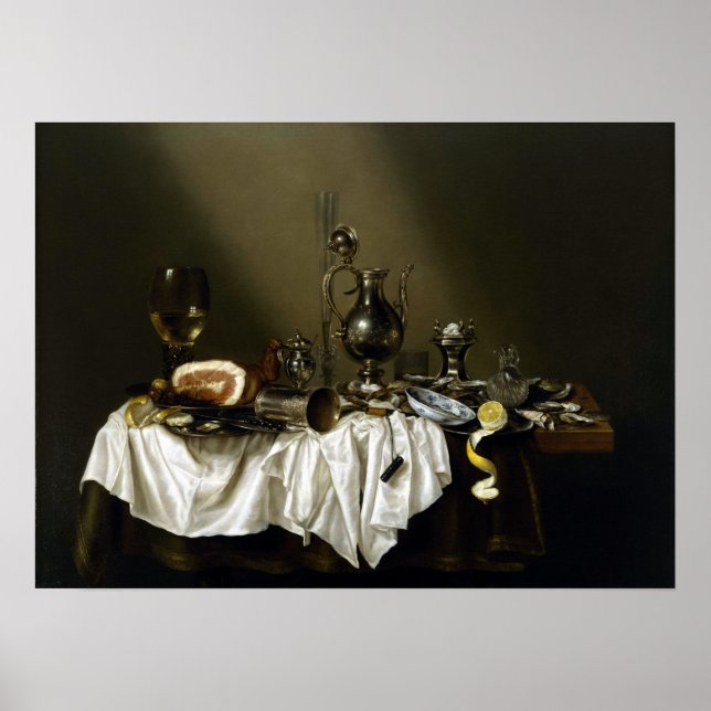 Poster Willem Claesz Heda Banquet Piece com Ham (Frente)