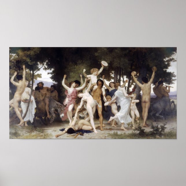 Poster William-Adolphe Bouguereau-A Juventude de Baco (Frente)