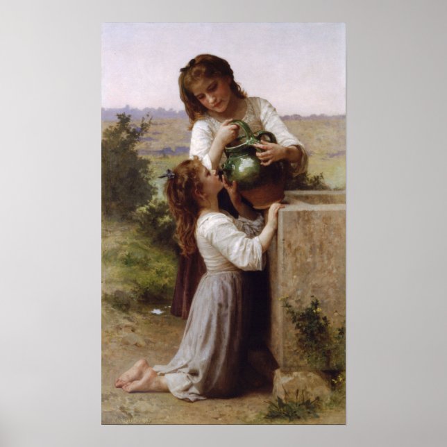Pôster William-Adolphe Bouguereau - Na Fonte (Frente)