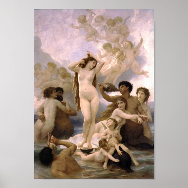 Poster William-Adolphe Bouguereau-O Nascimento de Vênus (Frente)