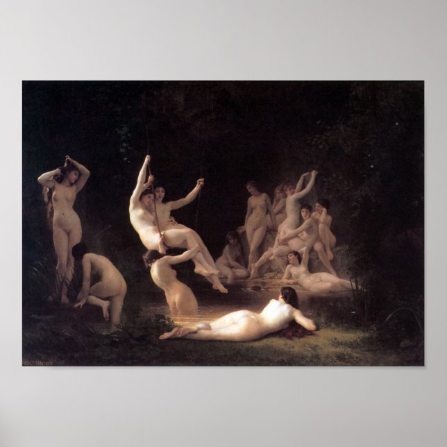 Pôster William-Adolphe Bouguereau-The Nymphaeum (Frente)
