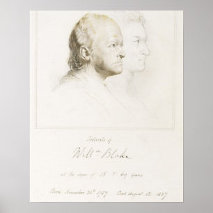 Poster William Blake (1757-1827) na juventude e na idade