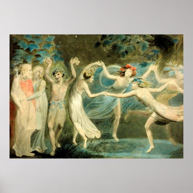 Poster William Blake Oberon, Titania e Puck com Fairie (Frente)