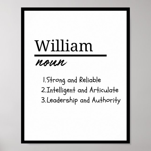 Poster William, Boy Personalised Name Definition (Frente)