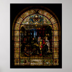 Poster William Caxton que mostra seu primeiro livro