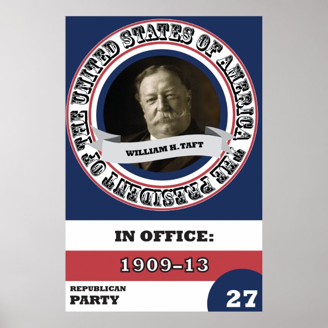 Pôster William H. Taft Retro História Presidencial (Frente)