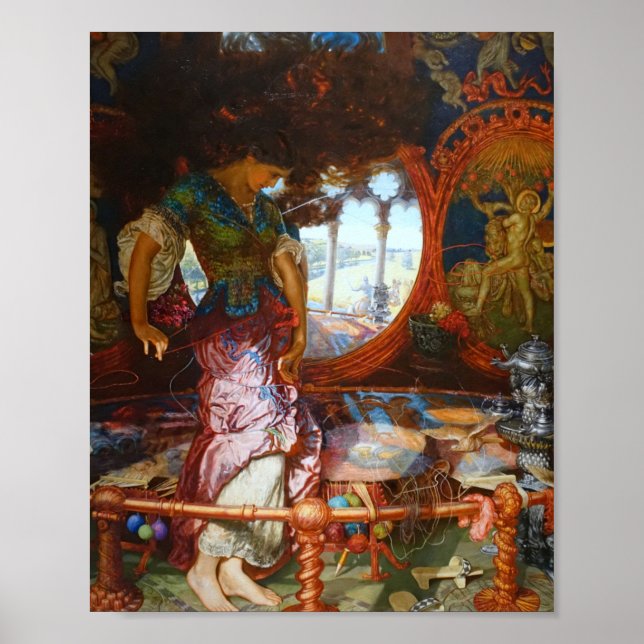 Poster William Holman Hunt - A Senhora de Shalott (Frente)