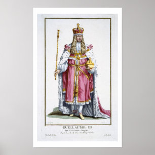 Pôster William III (1650-1702) da laranja, 1780 (colorido