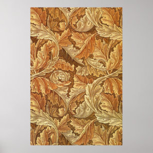 Poster William Morris Acanthus Marrom Folhas de Outono