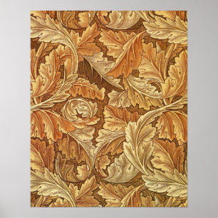 Pôster William Morris Acathus Marrom Folhas de Outono