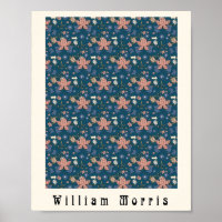 William Morris art nouveau flor design azul