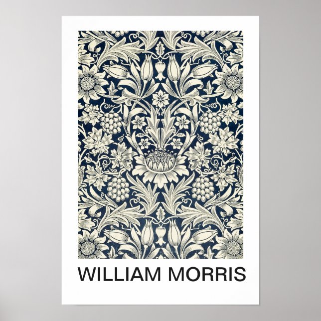 Poster - William Morris B/W Impressão Floral (Frente)