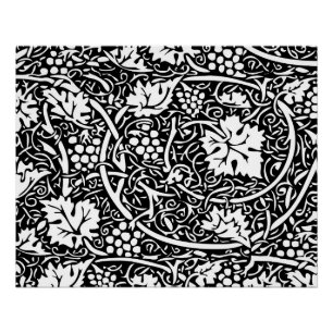 Pôster William Morris Black White Grape Vine