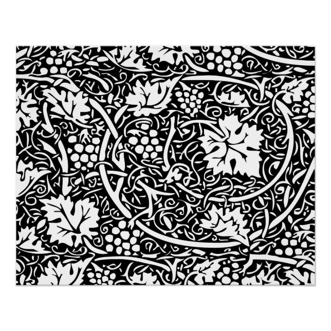 Pôster William Morris Black White Grape Vine (Frente)