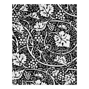 Pôster William Morris Black White Grape Vine