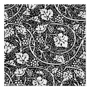 Pôster William Morris Black White Grape Vine