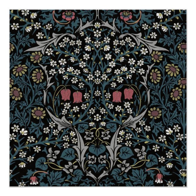 Pôster William Morris Blackthorn Floral Art Nouveau (Frente)
