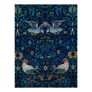 Pôster William Morris Blue Birds Tapeçaria Clássica