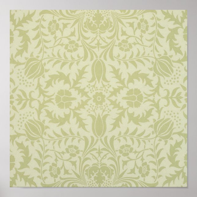 Poster William Morris Borage vintage verde suave damasco (Frente)
