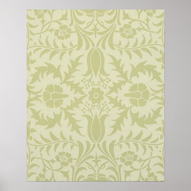 Poster William Morris Borage vintage verde suave damasco (Frente)