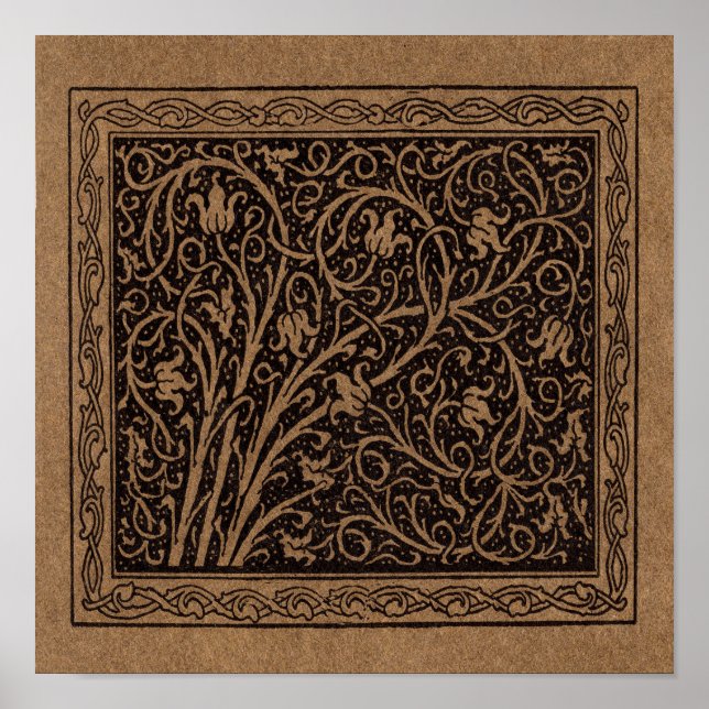Pôster William Morris Campion Couro Talhado Damasco (Frente)