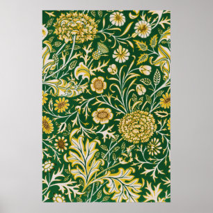 Poster William Morris Cherwell Padrão Floral Verde