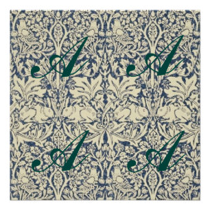 Pôster William Morris, cinza Azul, padrão, art nouveau, v