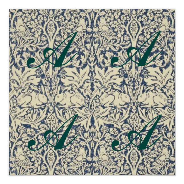 Pôster William Morris, cinza Azul, padrão, art nouveau, v (Frente)