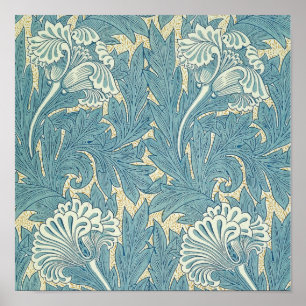 Pôster William Morris Classic Tulip Blue Floral