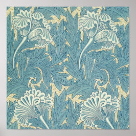 Pôster William Morris Clássico Tulipa Azul Floral