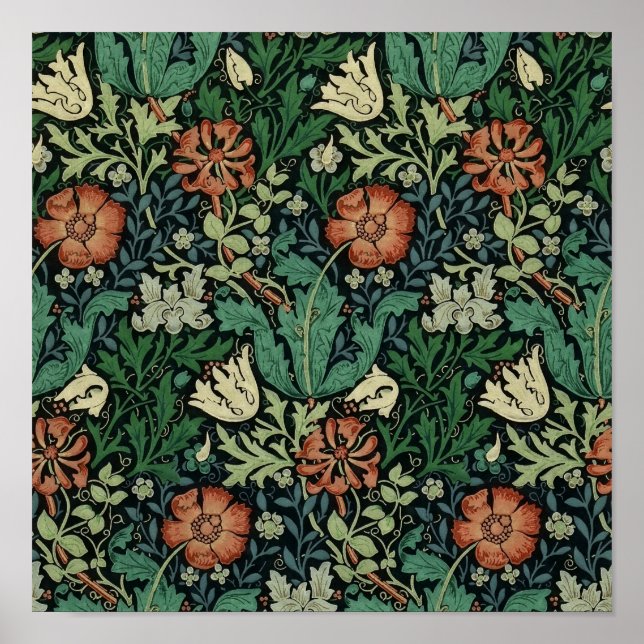Poster William Morris Compton Floral Art Nouveau Pattern (Frente)