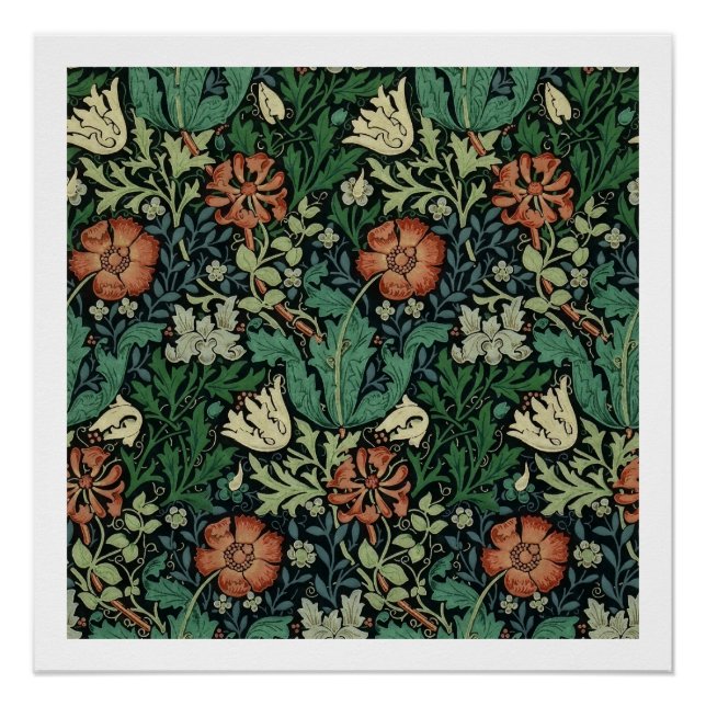 Pôster William Morris Compton Floral Art Nouveau Pattern (Frente)